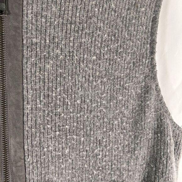 Express Wool Blend Vest Men's Large Grey Full Zip Button Pockets Satin Lining - Picture 4 of 8